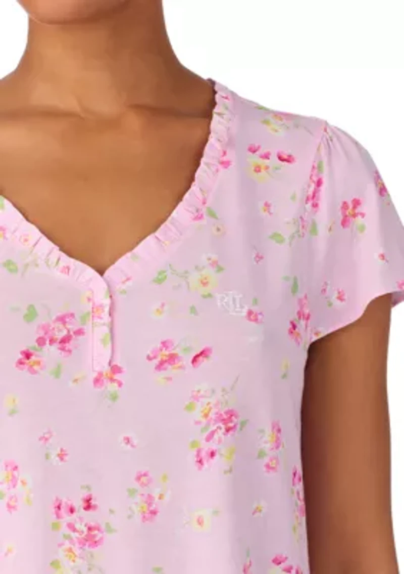 Flutter Sleeve Ruffle V-Neck Gown