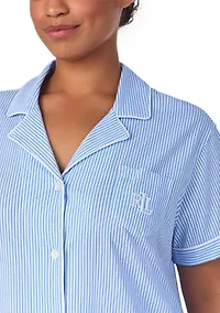 Plus Short Sleeve Notch Collar Bermuda Pajama Set