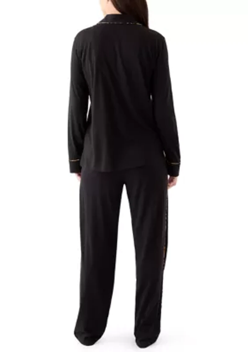 Long Sleeve Notch Collar Pant Pajama Set