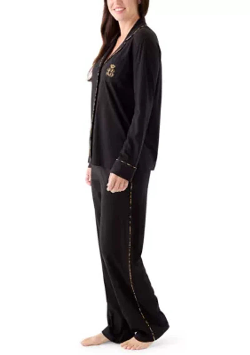 Long Sleeve Notch Collar Pant Pajama Set