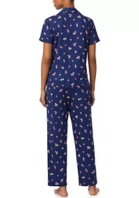 Short Sleeve Notch Collar Ankle Pant Pajama Set