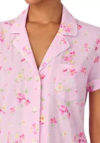 Women's Cropped Short Sleeve and Pants Pajama Set