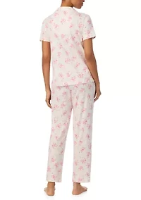 Short Sleeve Notch Collar Ankle Pant Pajama Set