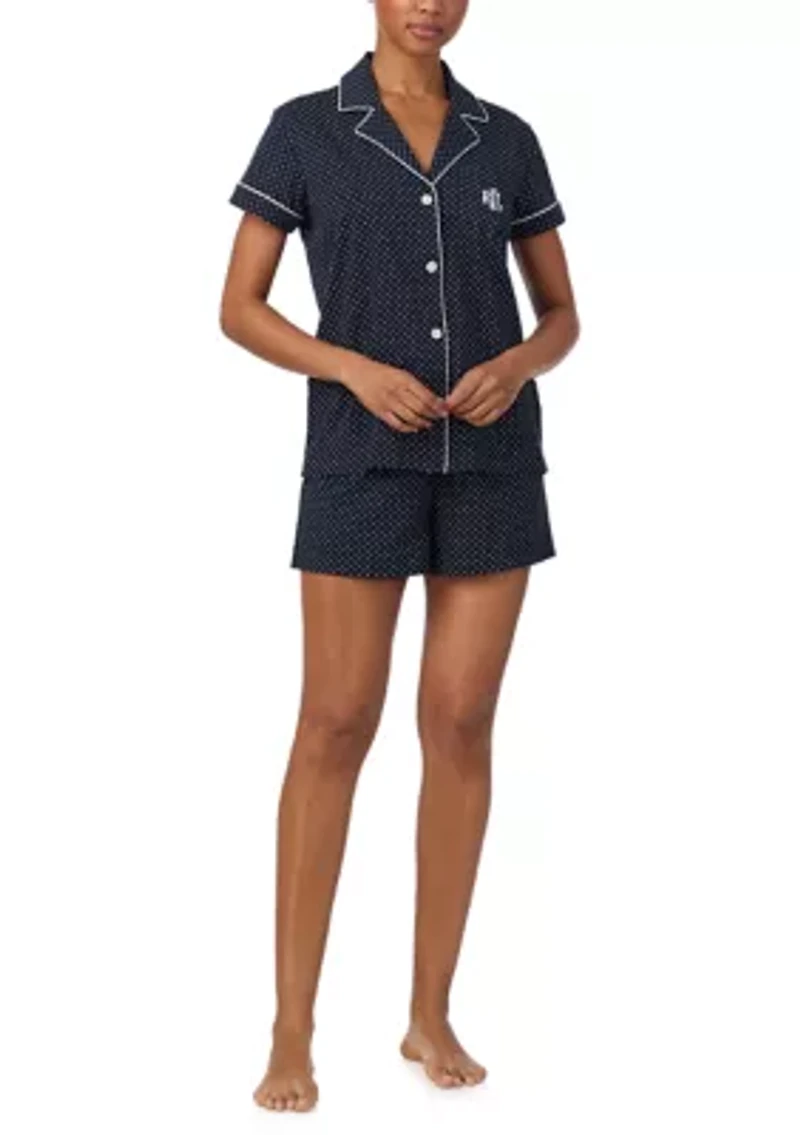 Short Sleeve Notch Collar Boxer PJ Set