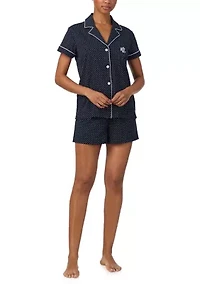 Short Sleeve Notch Collar Boxer PJ Set