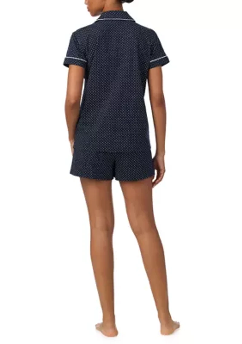 Short Sleeve Notch Collar Boxer PJ Set