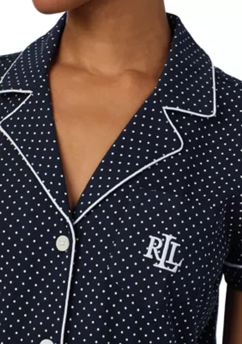 Short Sleeve Notch Collar Boxer PJ Set