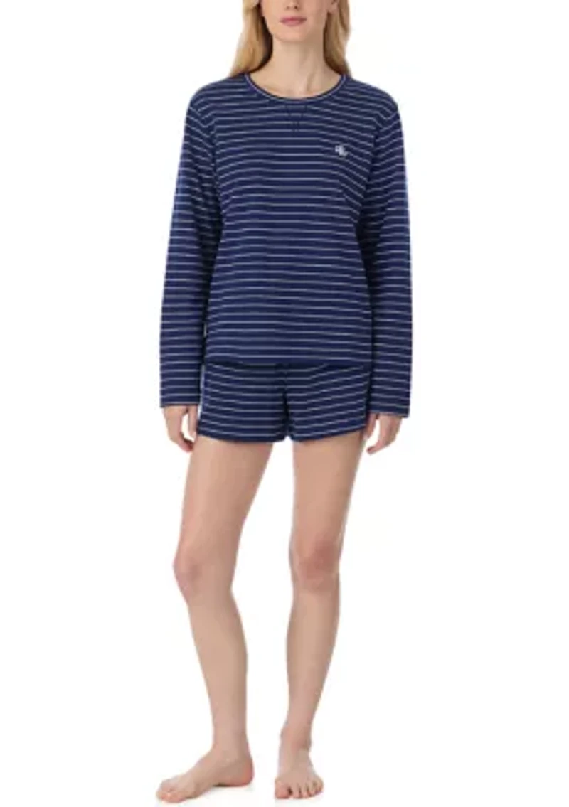 Long Sleeve Crew Neck Boxer Pajama Set