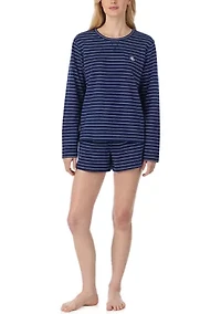 Long Sleeve Crew Neck Boxer Pajama Set