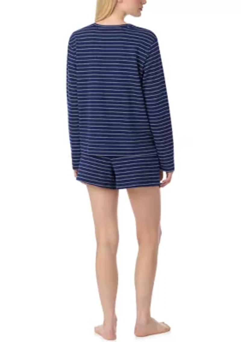 Long Sleeve Crew Neck Boxer Pajama Set