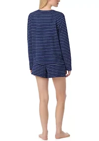 Long Sleeve Crew Neck Boxer Pajama Set