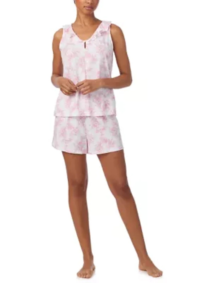 Sleeveless Flutter Neck Boxer Pajama Set