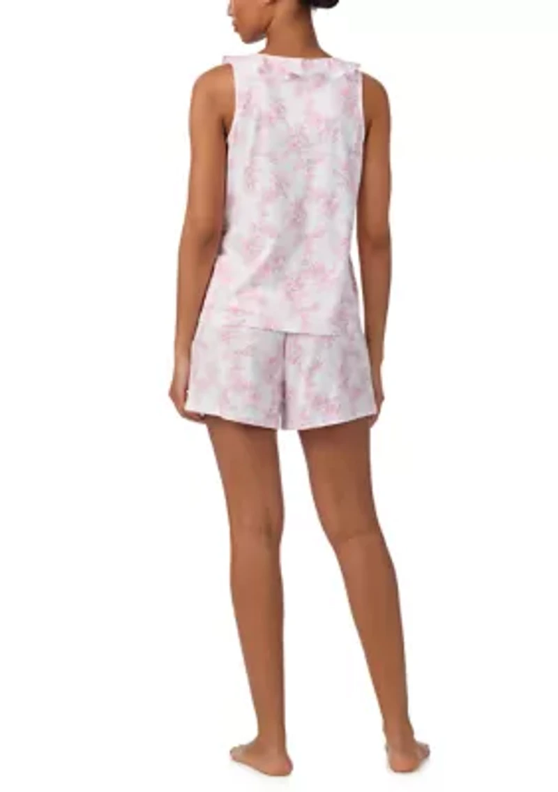 Sleeveless Flutter Neck Boxer Pajama Set