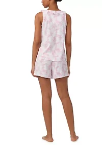 Sleeveless Flutter Neck Boxer Pajama Set
