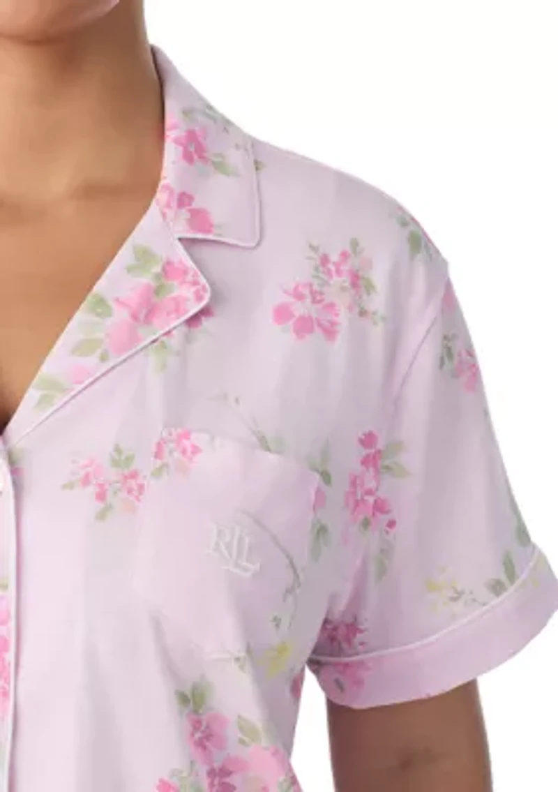 Plus Short Sleeve Notch Collar Bermuda Pajama Set