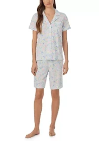 Women's Short Sleeve Notch Collar Bermuda Pajama Set