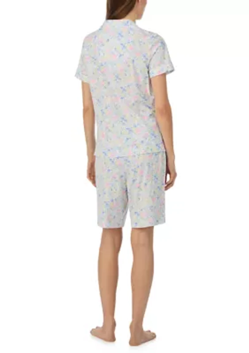 Women's Short Sleeve Notch Collar Bermuda Pajama Set