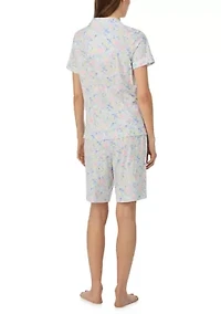 Women's Short Sleeve Notch Collar Bermuda Pajama Set