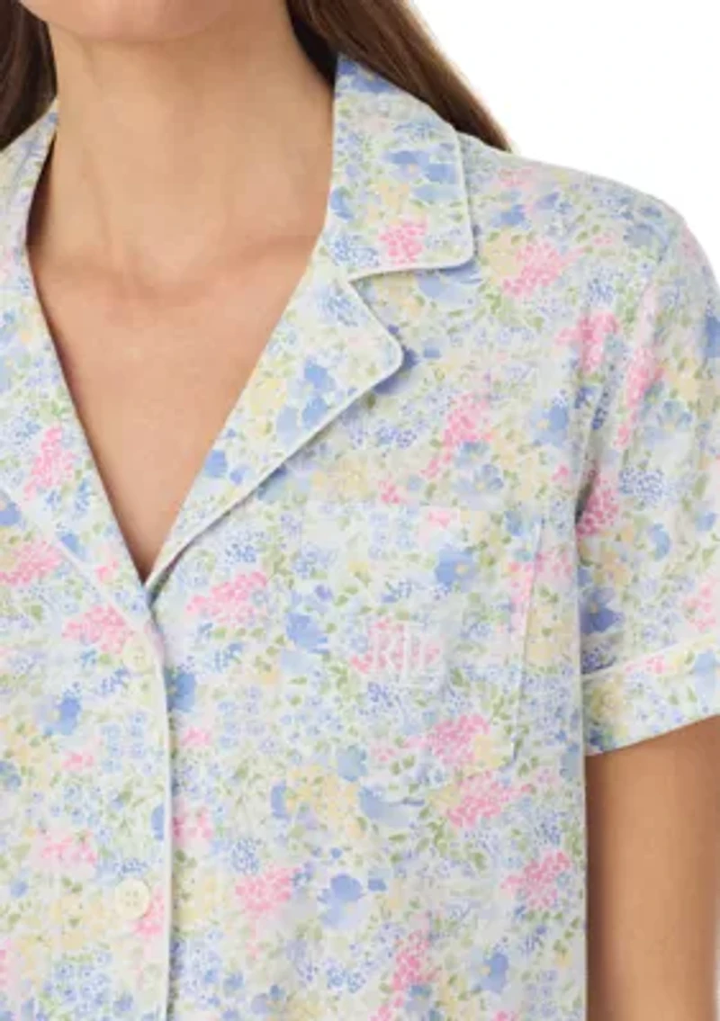 Women's Short Sleeve Notch Collar Bermuda Pajama Set