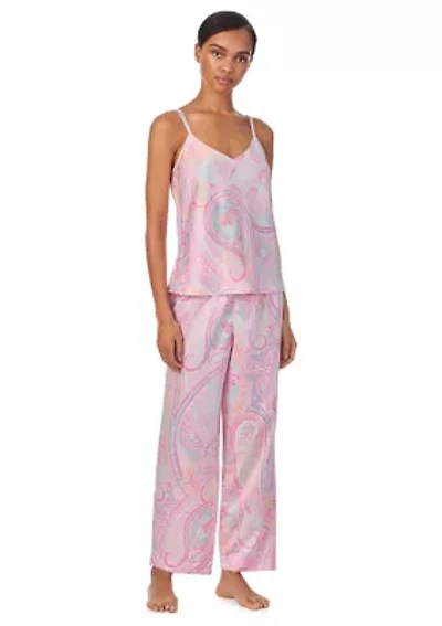Double Strap V-Neck Ankle Pant Pajama Set