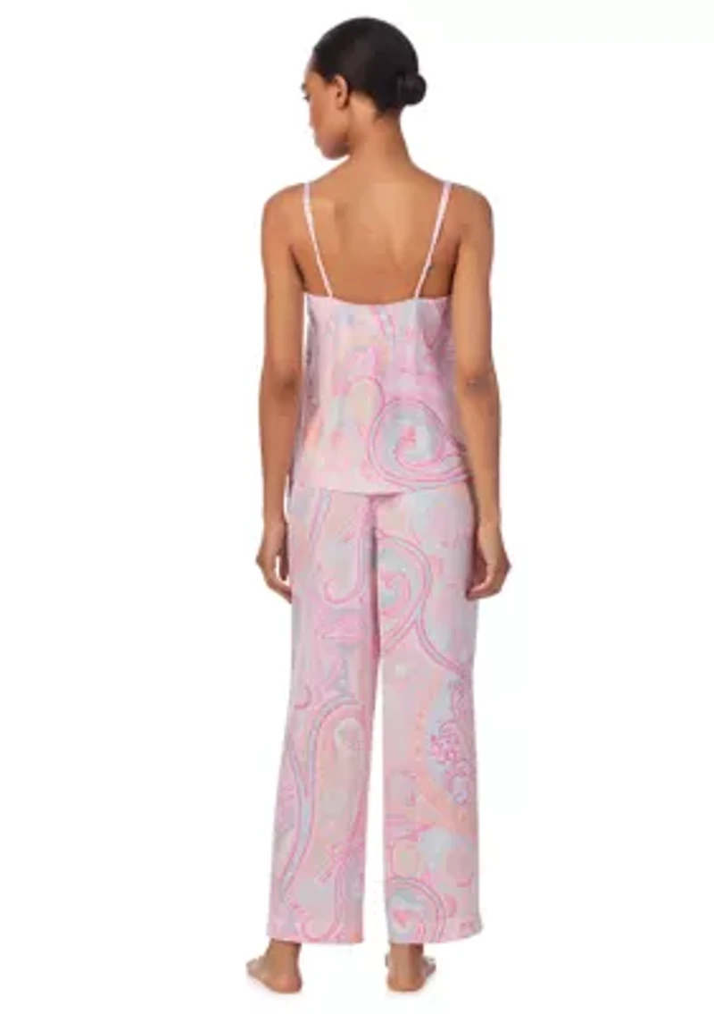 Double Strap V-Neck Ankle Pant Pajama Set