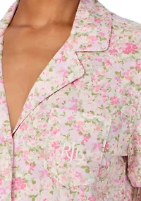 Short Sleeve Notch Collar Cropped Pant Pajama Set