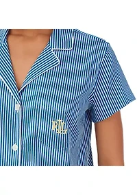 Short Sleeve Notch Collar Cropped Pants Pajama Set