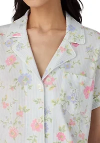 Short Sleeve Notch Collar Cropped Pants Pajama Set