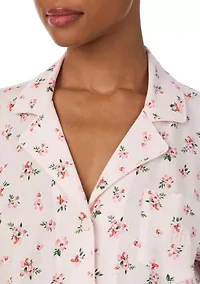 Long Sleeve Notch Collar Top and Pants Pajama Set