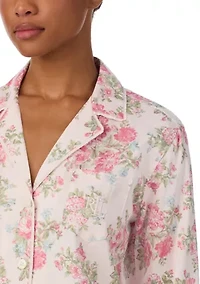 Long Sleeve and Pants Woven Notch PJ Set