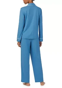 Long Sleeve and Pants Knit Notch PJ Set