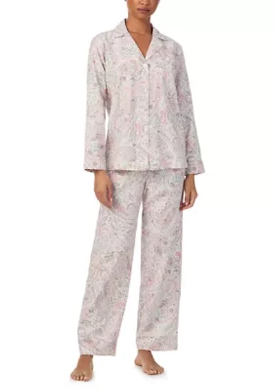 Long Sleeve Notch Collar Pant Pajama Set