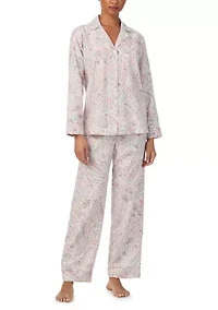 Long Sleeve Notch Collar Pant Pajama Set