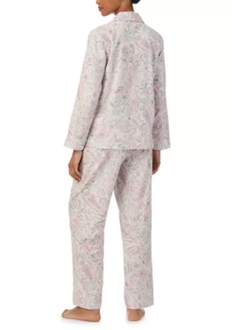 Long Sleeve Notch Collar Pant Pajama Set
