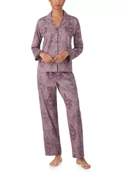 Long Sleeve Notch Collar Pant Pajama Set