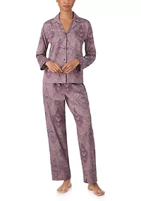 Long Sleeve Notch Collar Pant Pajama Set