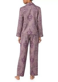 Long Sleeve Notch Collar Pant Pajama Set