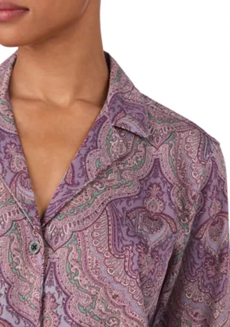 Long Sleeve Notch Collar Pant Pajama Set