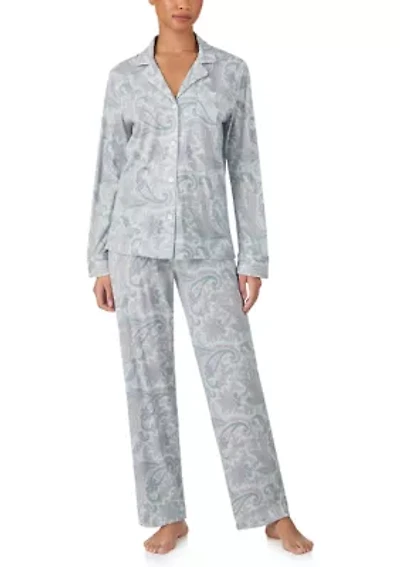 Long Sleeve Notch Collar Pant Pajama Set