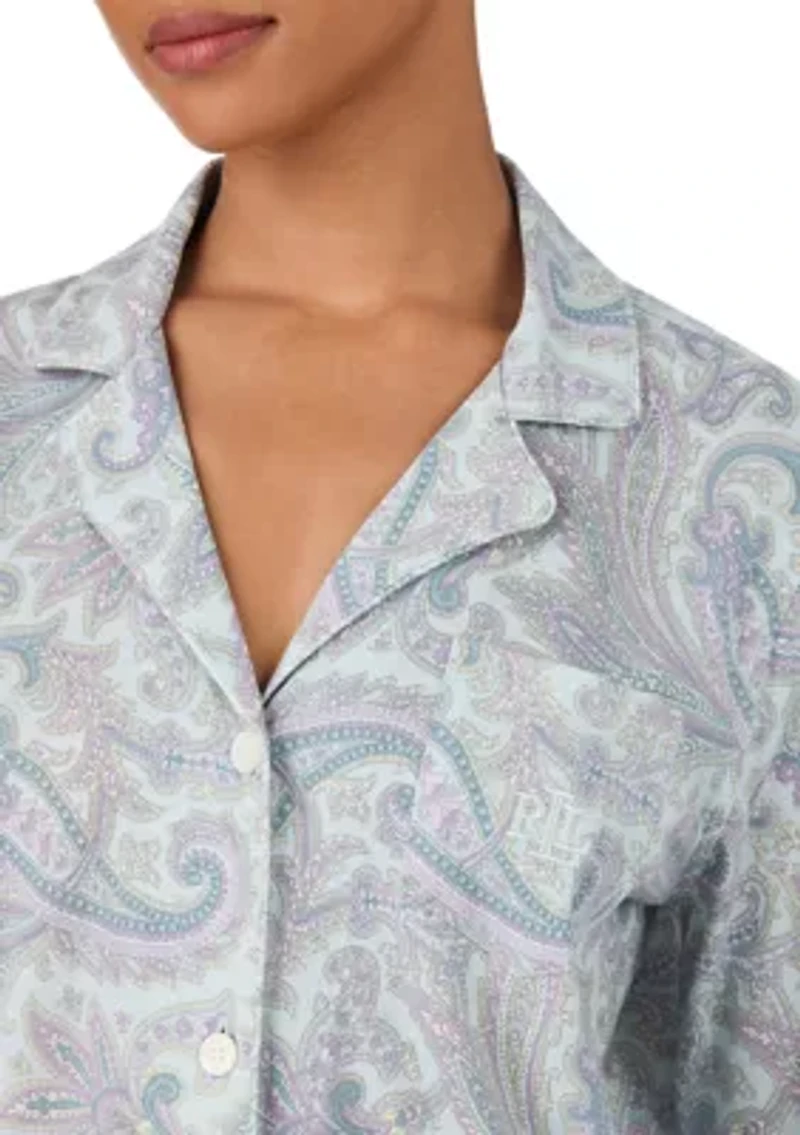 Long Sleeve Notch Collar Pant Pajama Set