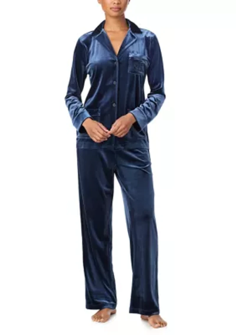 Long Sleeve Notch Collar Pant Pajama Set