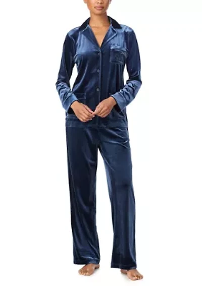Long Sleeve Notch Collar Pant Pajama Set