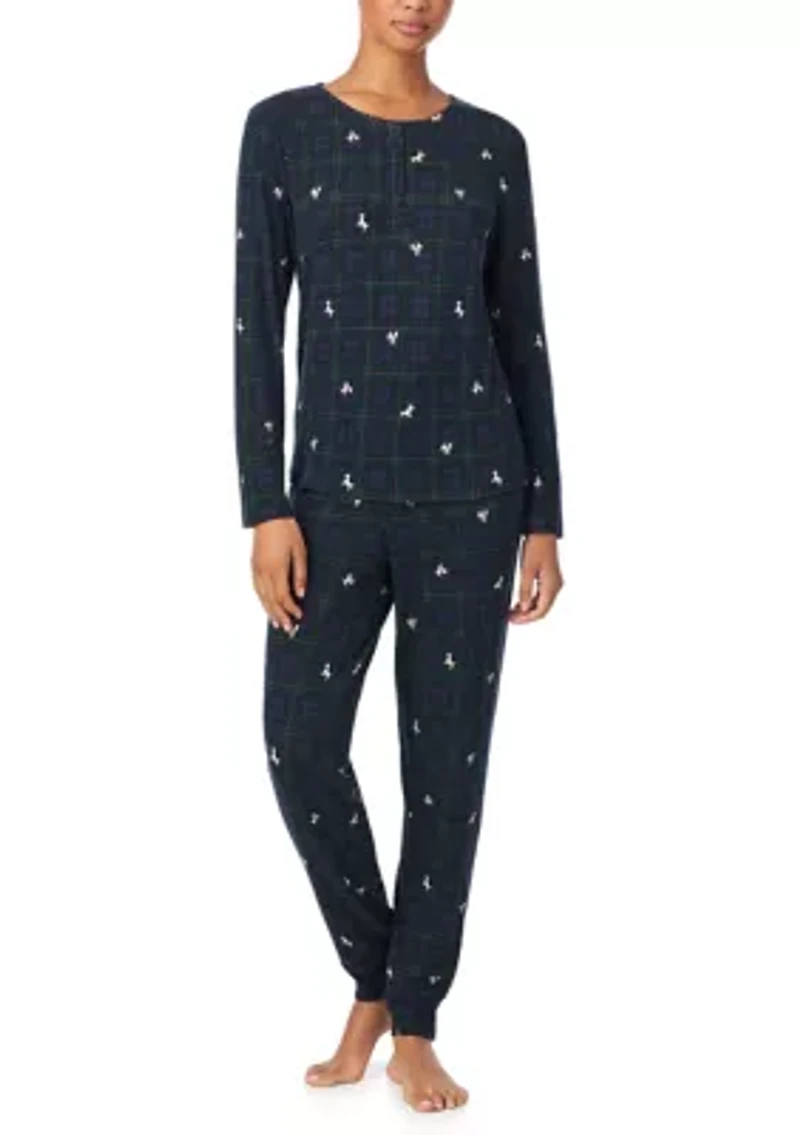 Long Sleeve Henley Jogger Pant Pajama Set