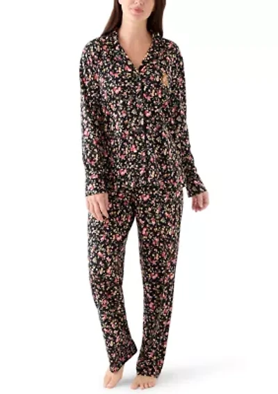 Women's Long Sleeve Notch Collar Pant Pajama Set