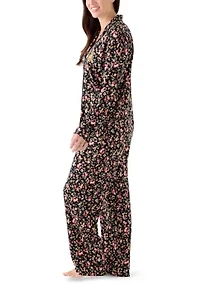 Women's Long Sleeve Notch Collar Pant Pajama Set