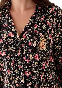 Women's Long Sleeve Notch Collar Pant Pajama Set