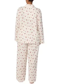 Plus Long Sleeve Notch Collar Pant Pajama Set