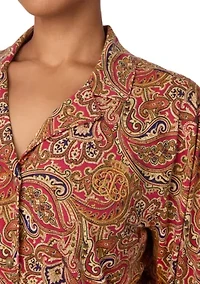 Plus Long Sleeve Notch Collar Pant Pajama Set