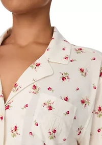 Plus Long Sleeve Notch Collar Pant Pajama Set