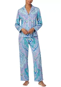 Long Sleeve Notch Collar Pant Pajama Set